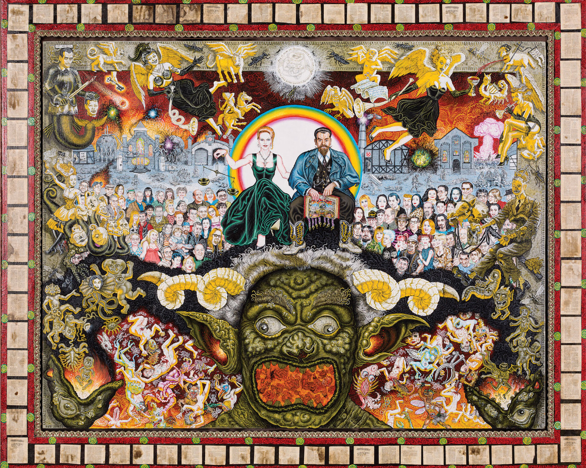 Το Βιβλίο των Αποκαλύψεων, 1999, Ακρυλικό σε πάνελ, Κολάζ με αιματοβαμμένες μικροσκοπικές σελίδες της Βίβλου