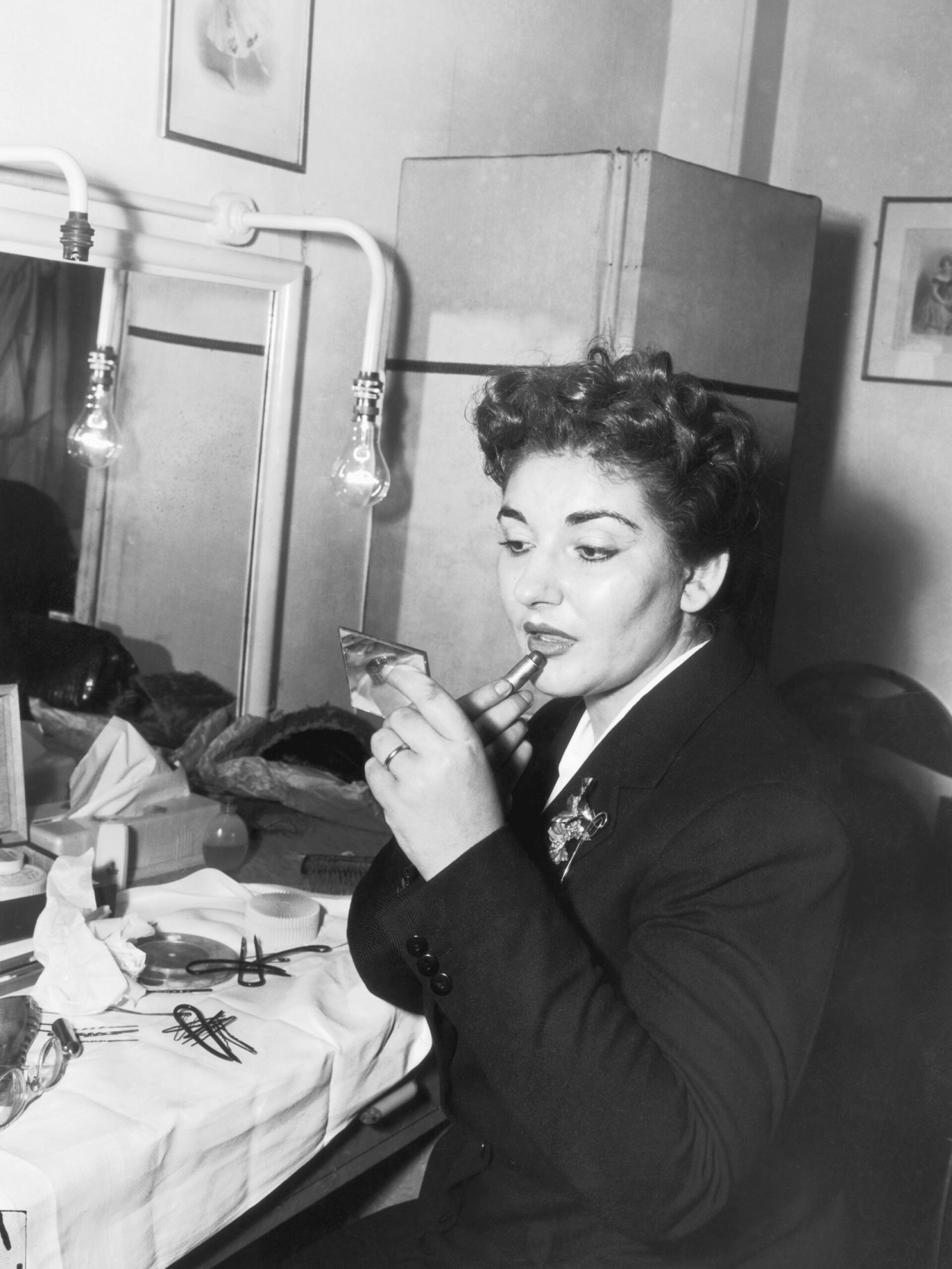 1952, Η Μαρία Κάλλας στο καμαρίνι της Βασιλικής Όπερας στο Κόβεντ Γκάρντεν