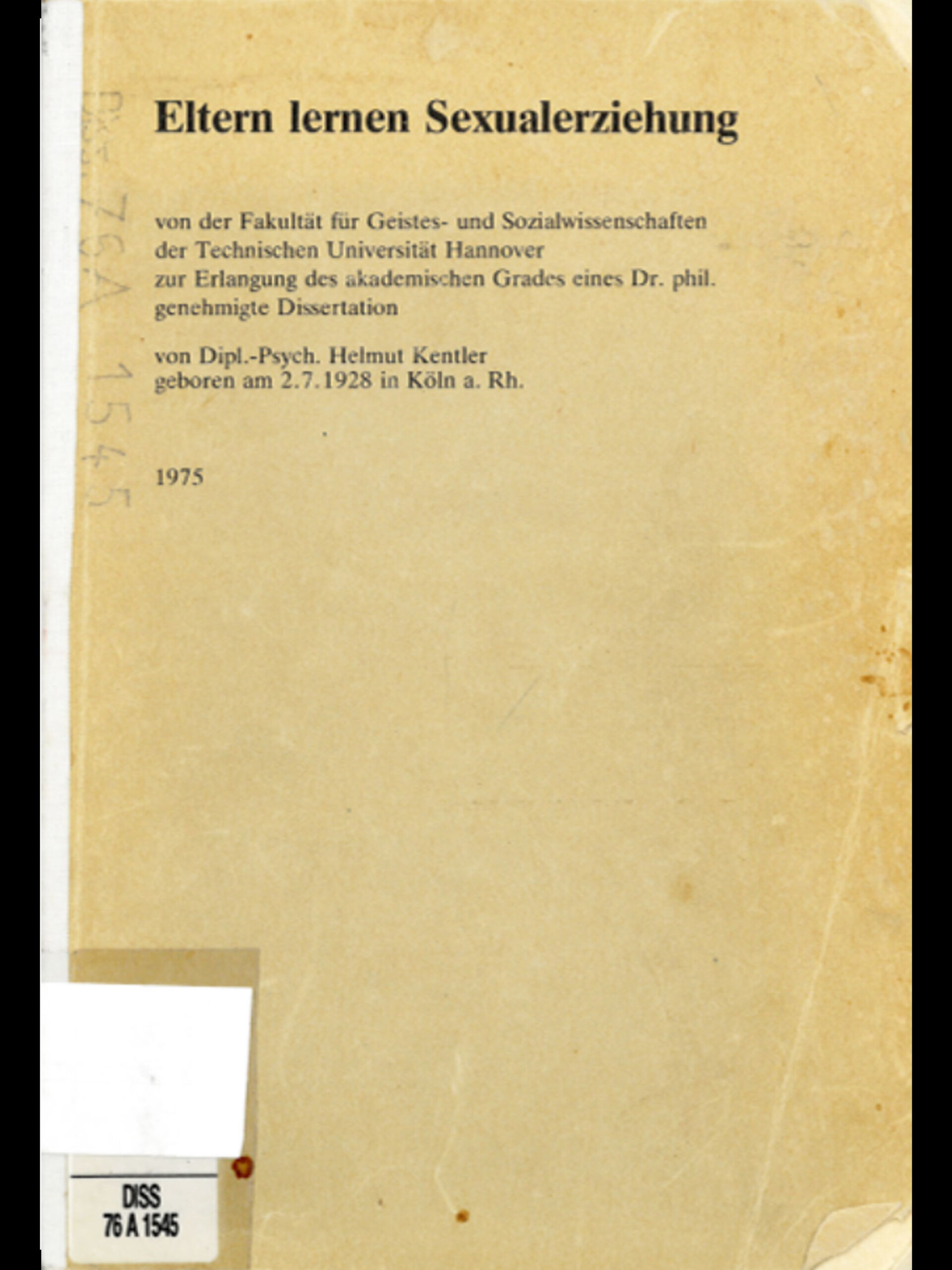 Έκθεση για το ερευνητικό έργο: Χέλμουτ Κέντλερ και το Πανεπιστήμιο του Ανόβερου