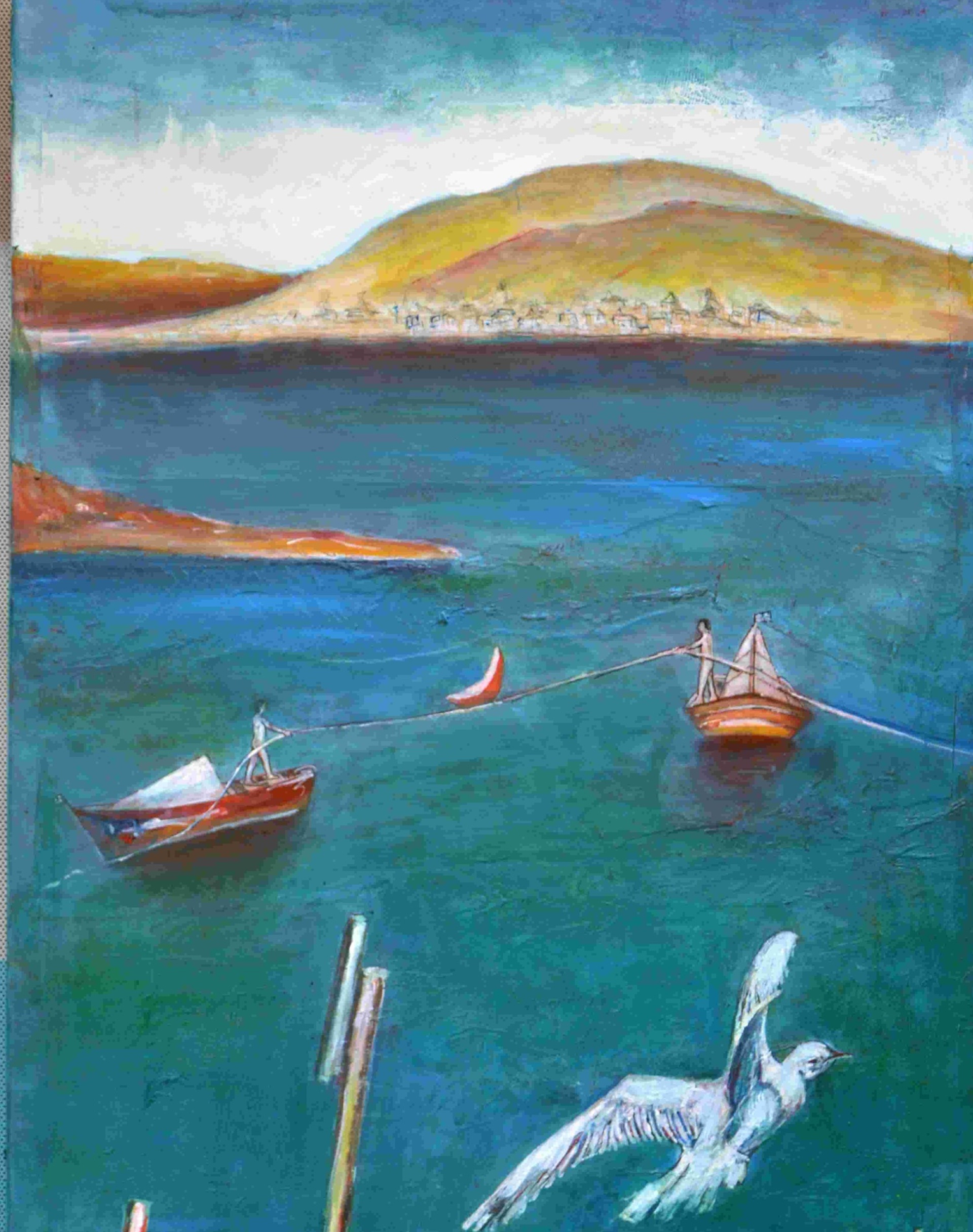 ΓΙΑΝΝΗΣ ΣΤΕΦΑΝΑΚΙΣ, «Ανατριχιάζει η λιμνοθάλασα», από την έκθεση «Μνήμες και χρώματα» στο Le Cassis-WineBar- Αttica CityLink