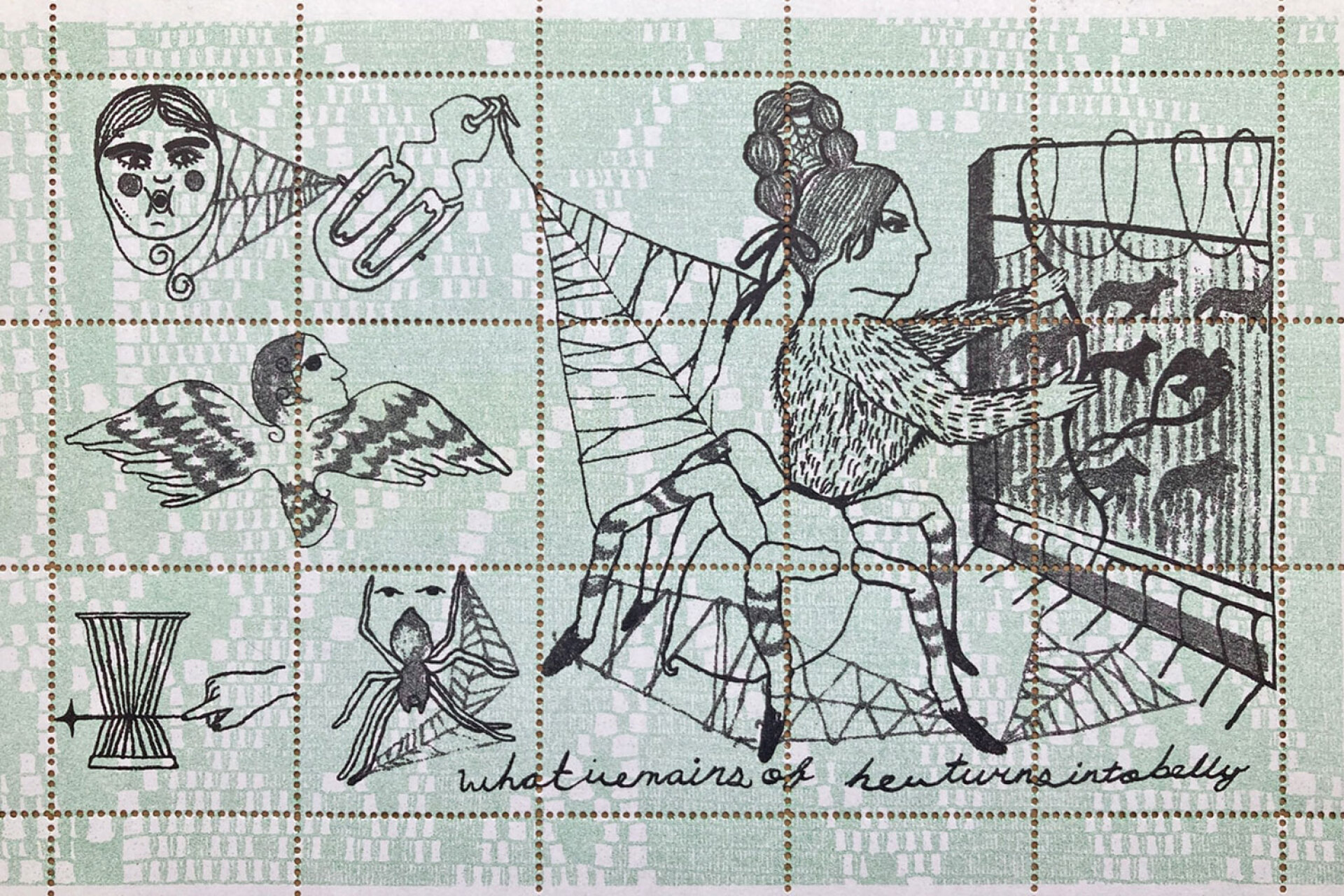 Φύλλο 15 γραμματοσήμων artistamps της Άστριντ Τεράσας | Printed Matter Inc., 2020