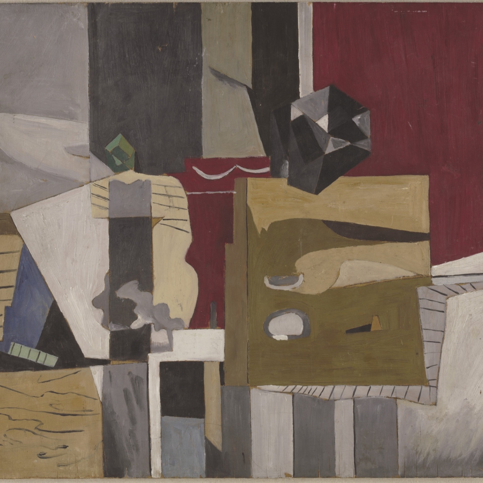 Γιάννης Τσαρούχης «Νεκρή φύση με κόκκινο ρουμπινί φόντο», 1934-1935 Ίδρυμα Γιάννη Τσαρούχη