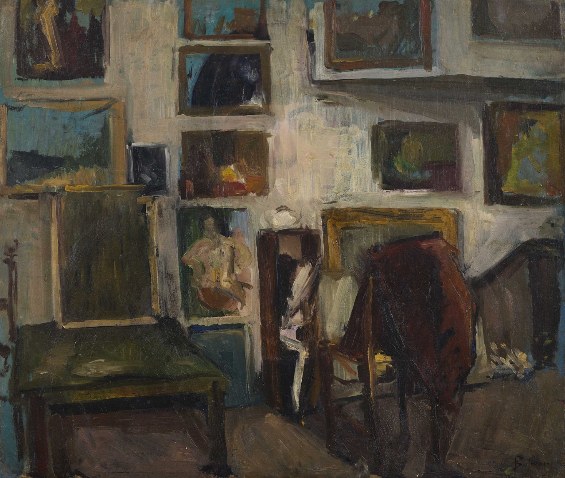 Ντίκος Βυζάντιος, L' atelier de Pericles Byzantinos,1945 ,Ιδιωτική Συλλογή 