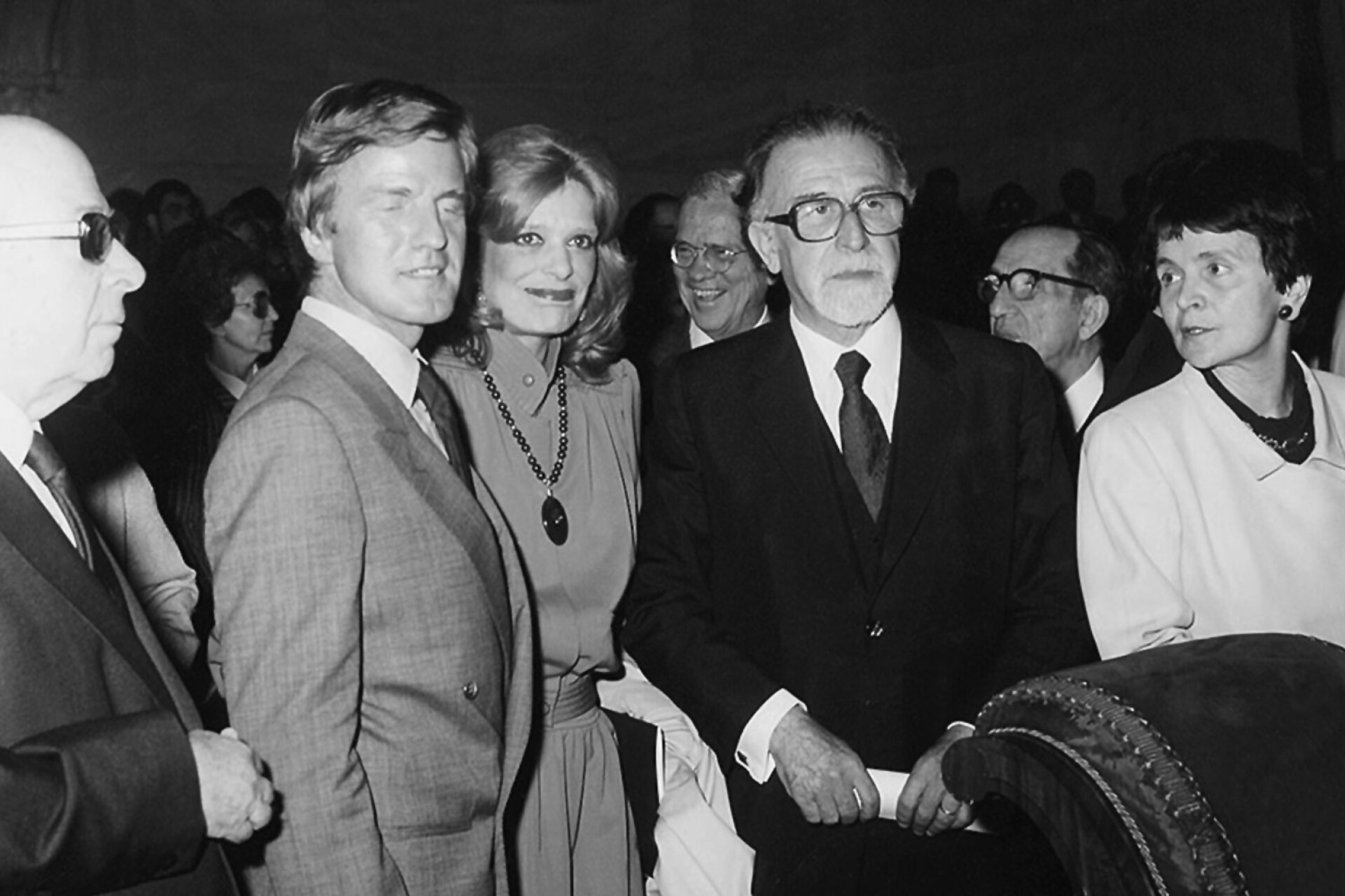 Από αριστερά: Μπερνάρ Κουσνέρ, Μελίνα Μερκούρη, Μανόλης Ανδρόνικος, Ελένη Γλύκατζη Αρβελέρ