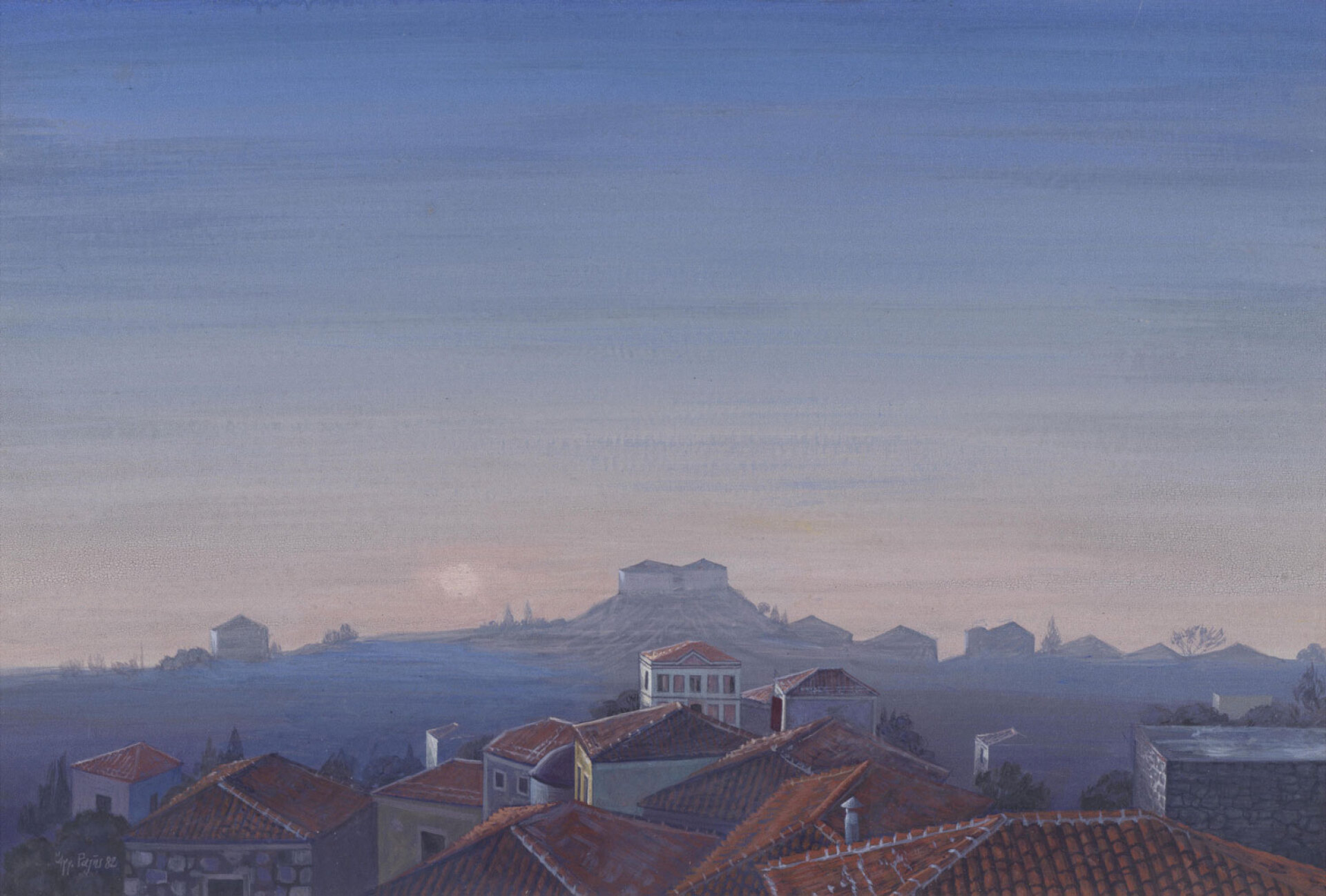 Άγγελος Ραζής | Σπίτια Μολύβου, 1982, Αυγοτέμπερα