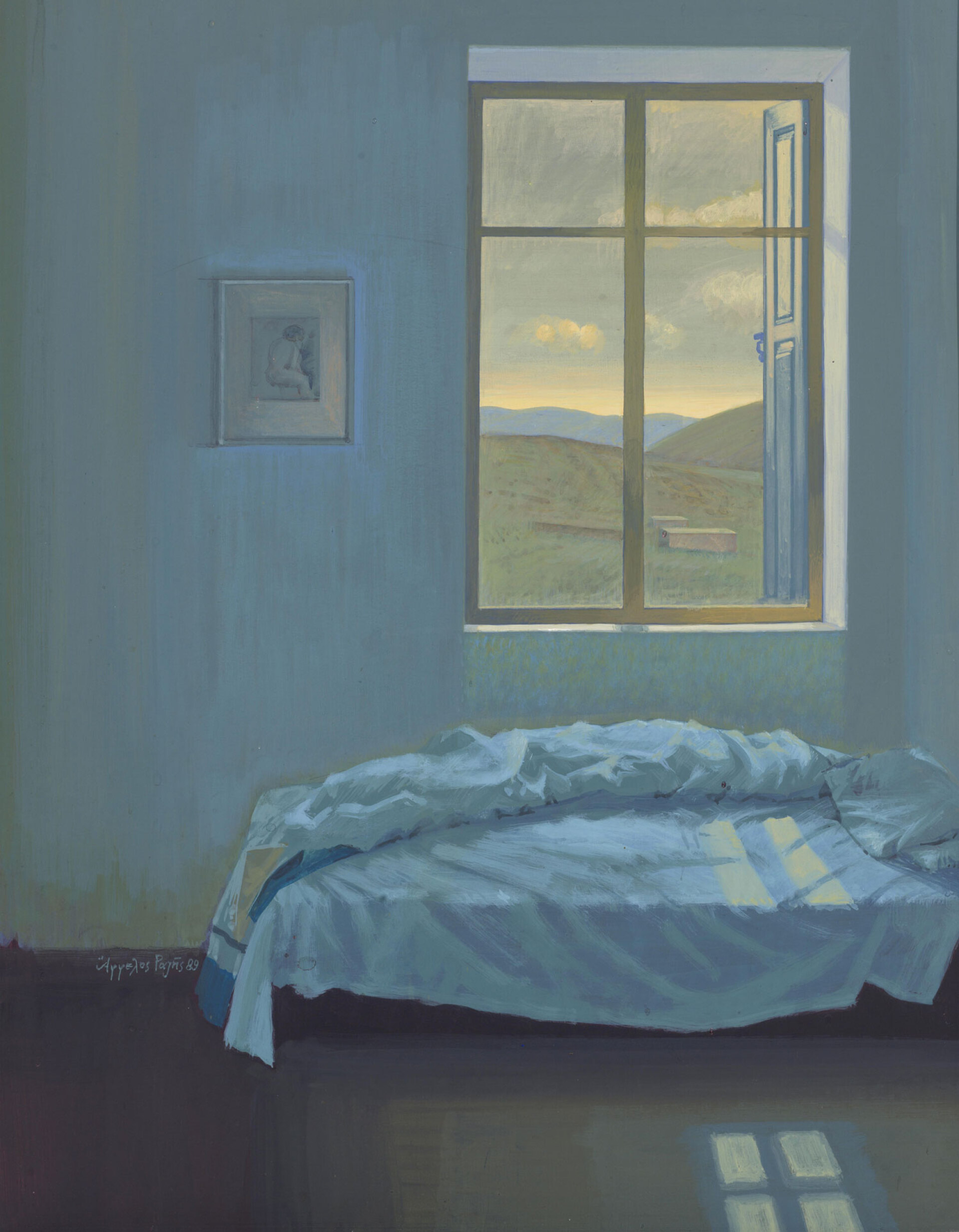 Άγγελος Ραζής | Tο σπίτι στην Εύβοια, 1989, Βινυλικά χρώματα