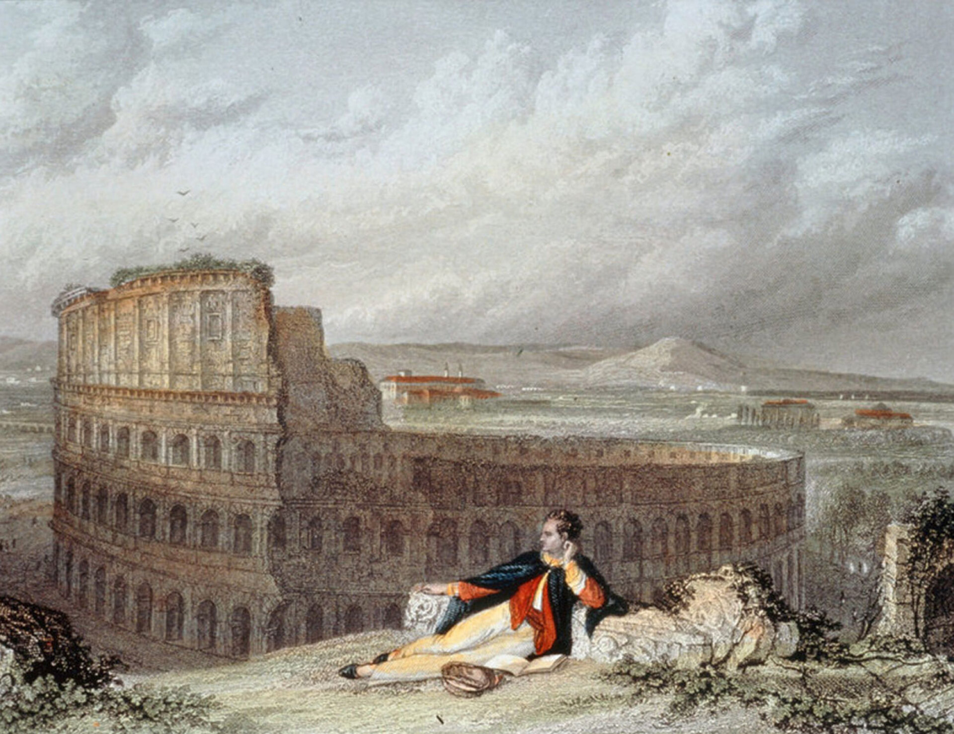 «Ο Λόρδος Βύρωνας ατενίζει το Κολοσσαίο της Ρώμης», έργο του Άρθουρ ή Τζέιμς Τίμπιτς Γουίλμορ, βασισμένο στην αρχική σύνθεση του Γουίλιαμ Γουέστολ