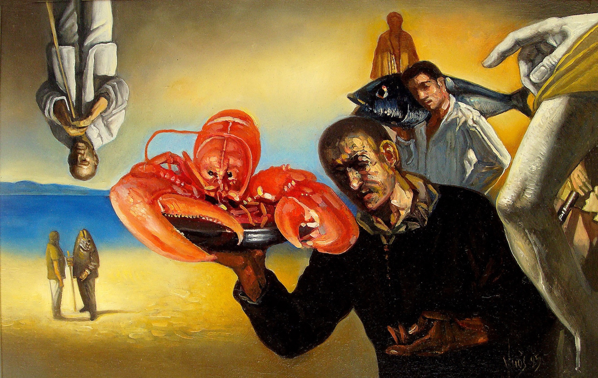 Kostas Ntios, Lobster, 2025, 23x36cm, oil on wood.
