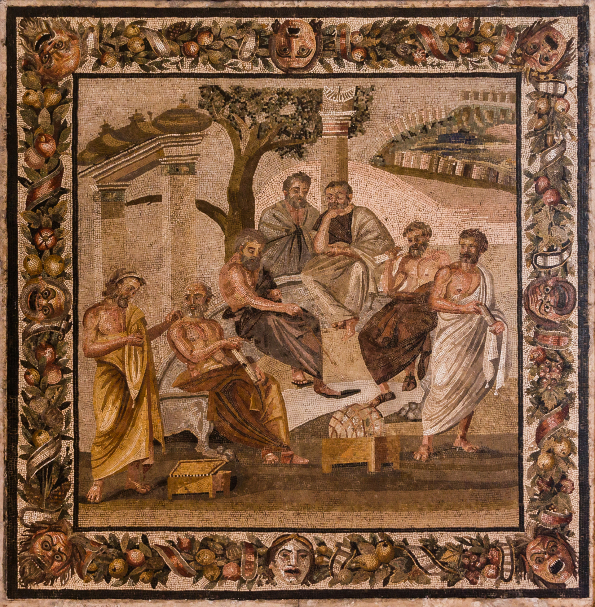 Ακαδηµία Πλάτωνος, ψηφιδωτό από την Ποµπηία, 1ος αι. π.Χ., Νάπολη, Αρχαιολογικό Μουσείο, αρ. ευρ. 124545