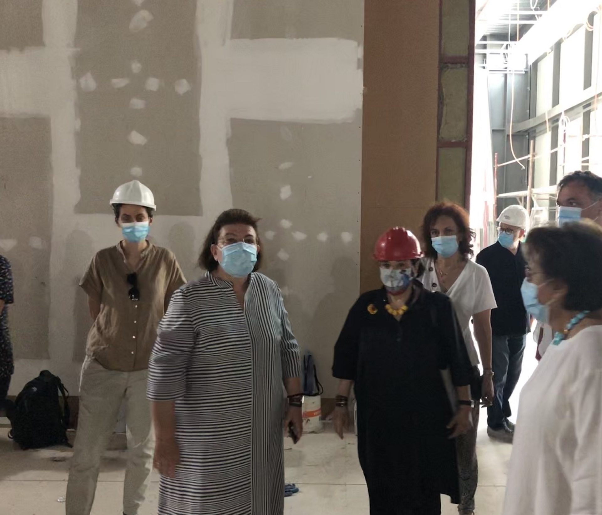 Αυτοψία της Υπουργού Πολιτισμού Λίνας Μενδώνη στο εργοτάξιο της Εθνικής Πινακοθήκης την Τρίτη 28 Ιουλίου 2020