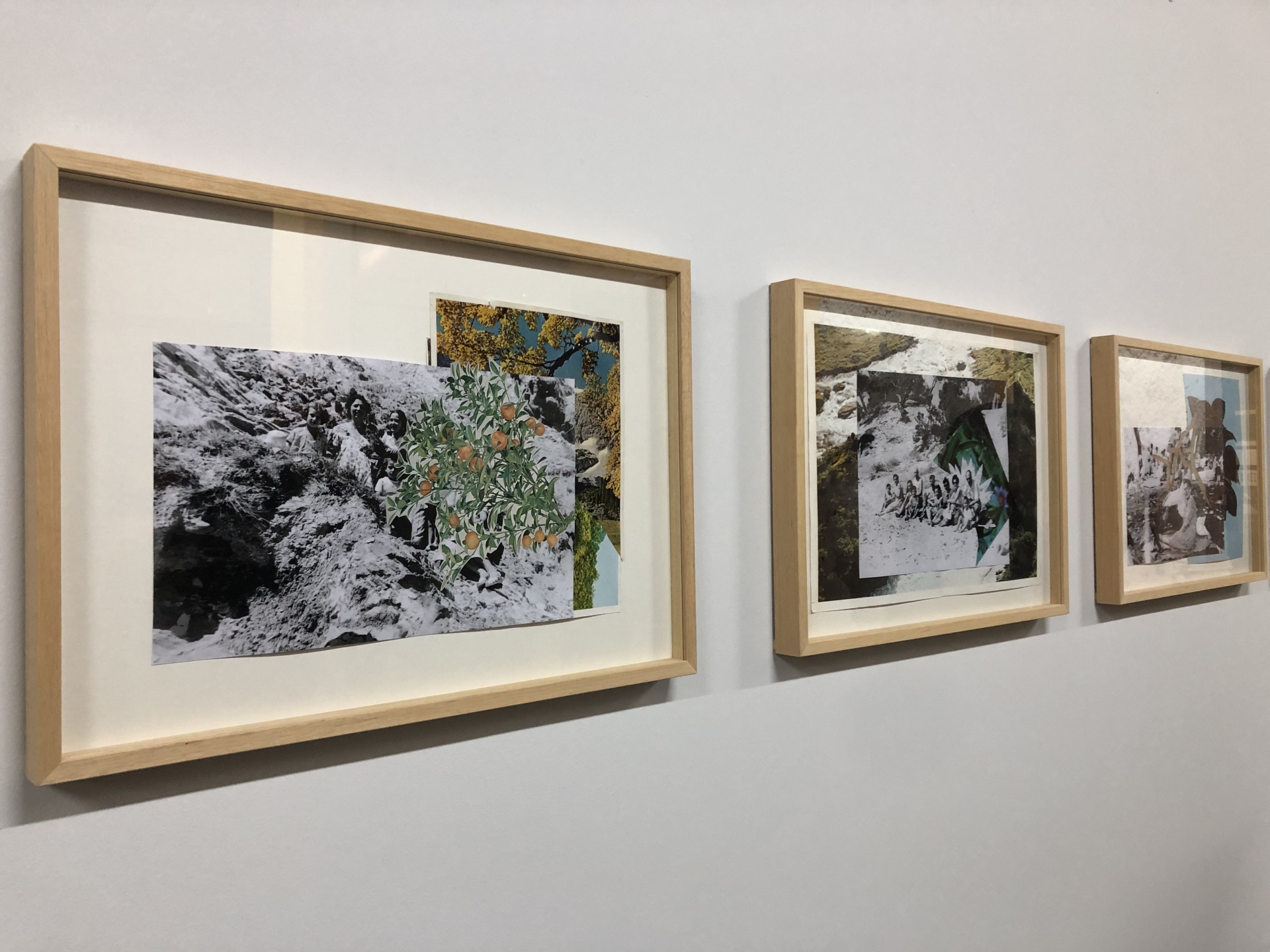 Τα κολάζ της Ελένης Μπαγάκη ("Work, work, work, not") με φωτογραφίες από εταιρικές εκδρομές των υπαλλήλων της ΔΕΗ και από το προσωπικό της αρχείο