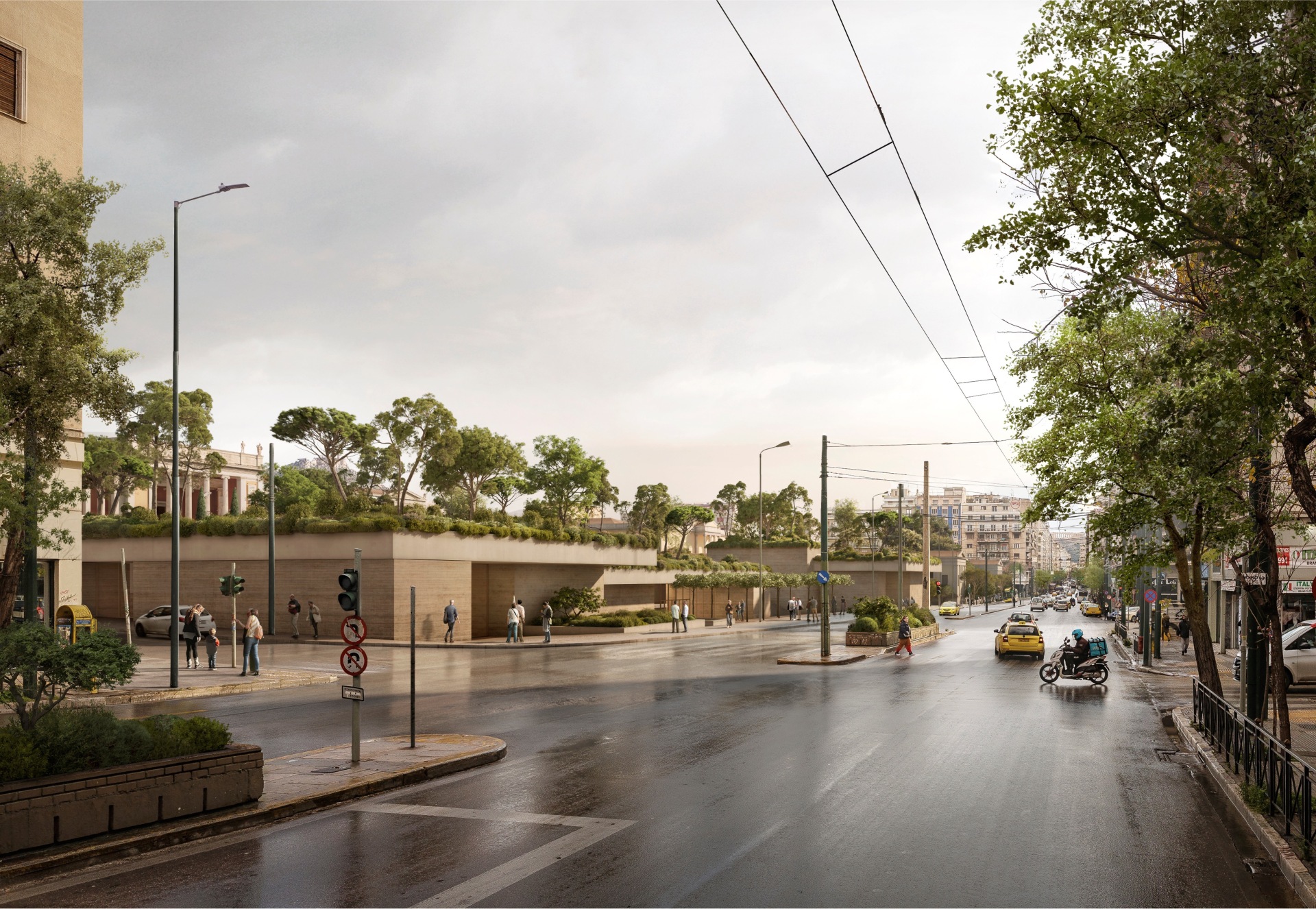 Εθνικό Αρχαιολογικό Μουσείο, άποψη της πρότασης Chipperfield - Τομπάζη από την οδό Πατησίων