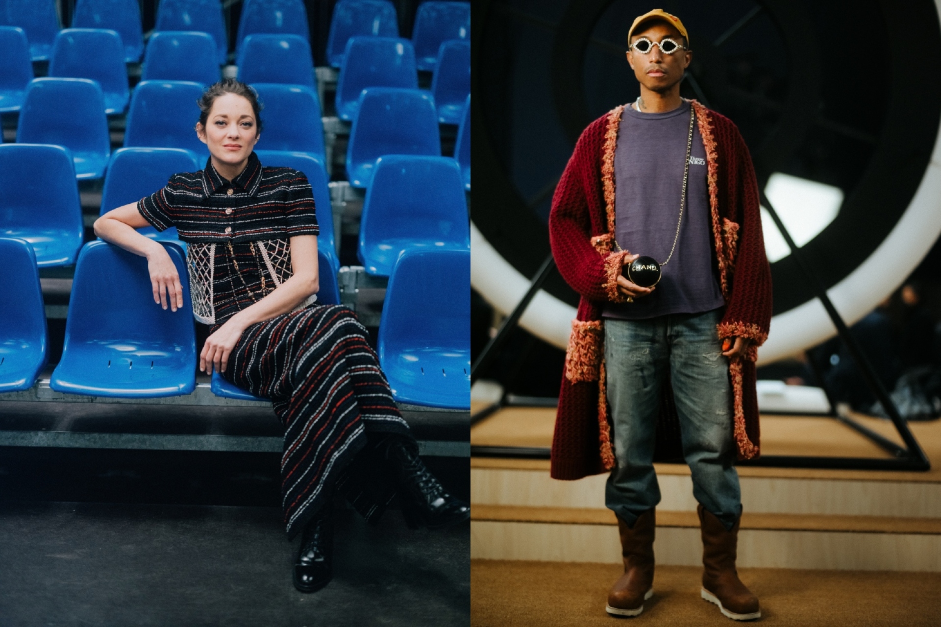 Από αριστερά: Η Marion Cotillard και ο Pharrell Williams. 
