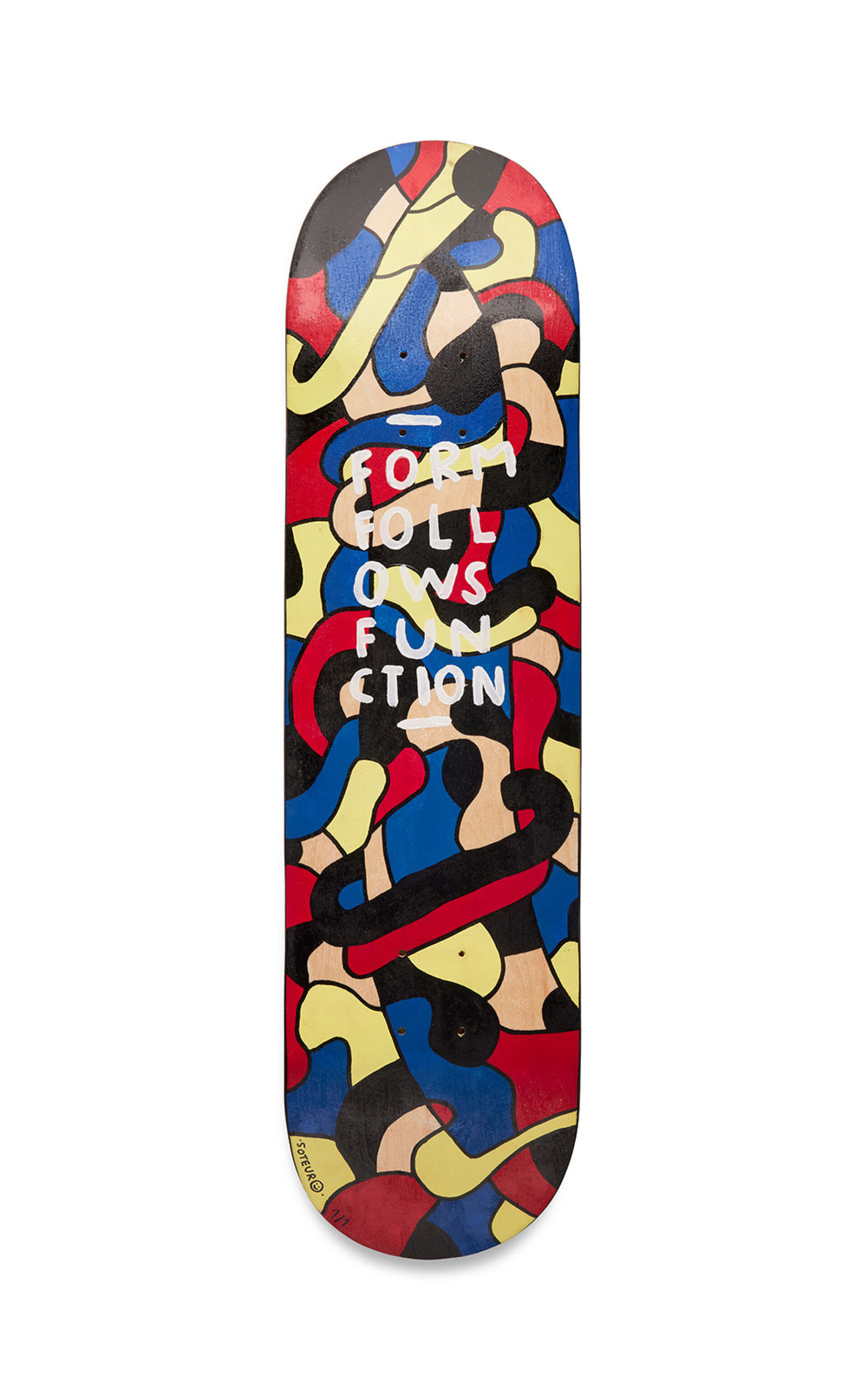 «Form Follows Function», Ακρυλικά, μελάνι και σπρέι σε skateboard