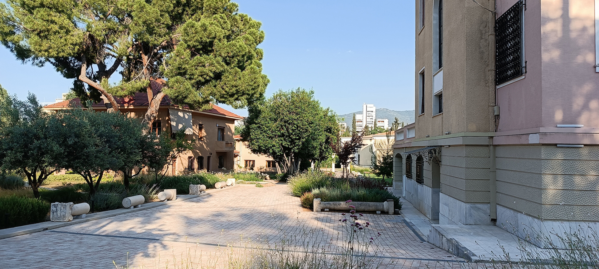 Μέρος του κήπου της πρώην οικίας Μποδοσάκη. Αριστερά, το κτίριο όπου βρίσκεται το γραφείο του Πρόδρομου Μποδοσάκη