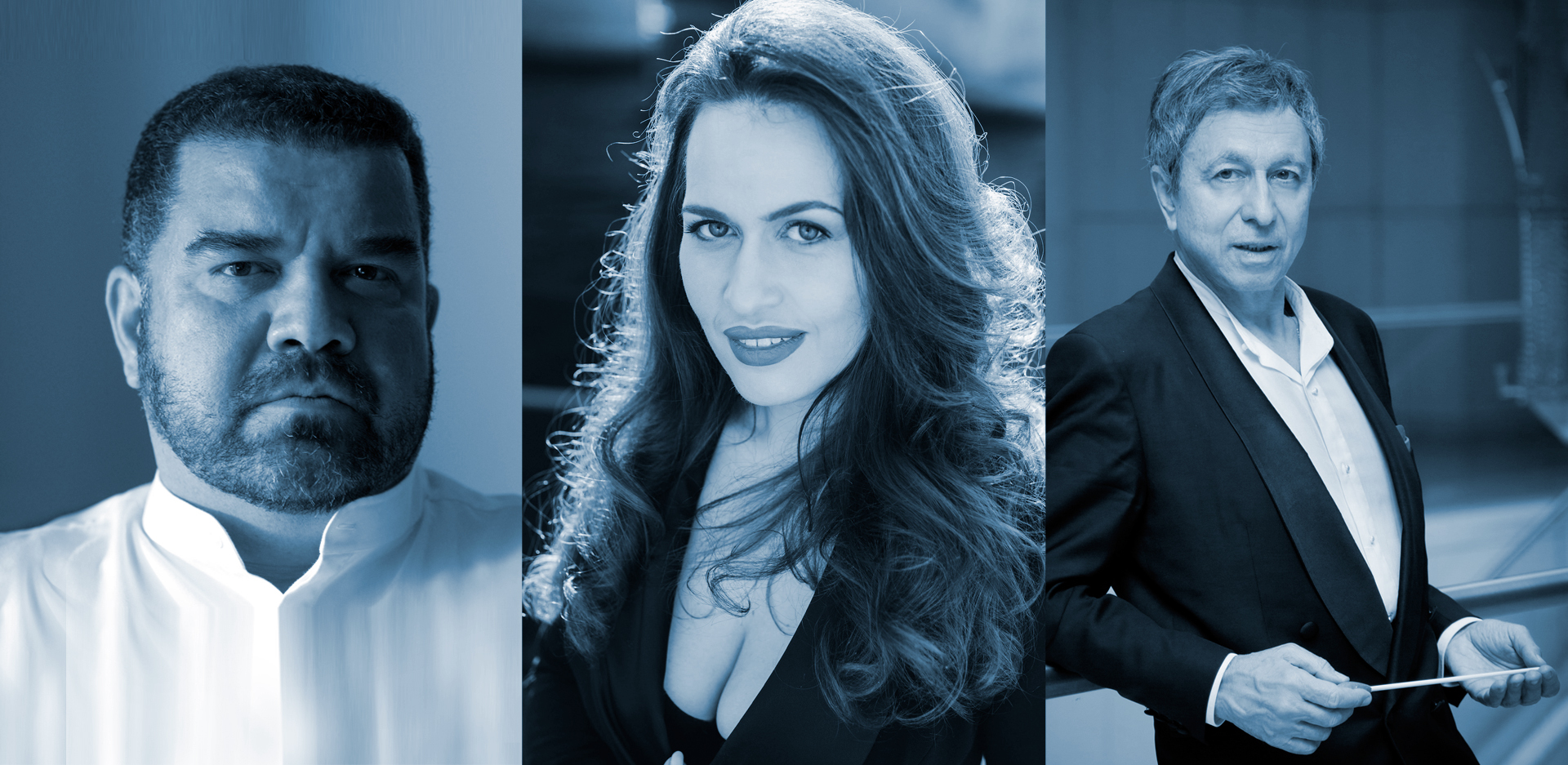 Οι Δημήτρης Πλατανιάς, Elena Stikhina και Λουκάς Καρυτινός στο gala όπερας για την Μαρία Κάλλας στο Μέγαρο