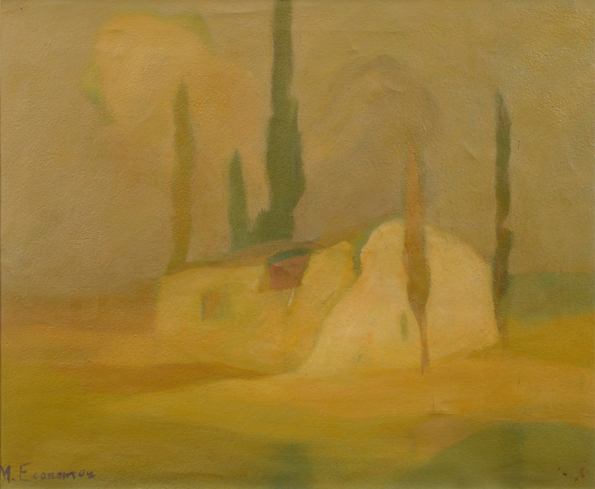 Μιχάλης Οικονόμου, "Ξωκλήσι με 5 κυπαρίσσια" 