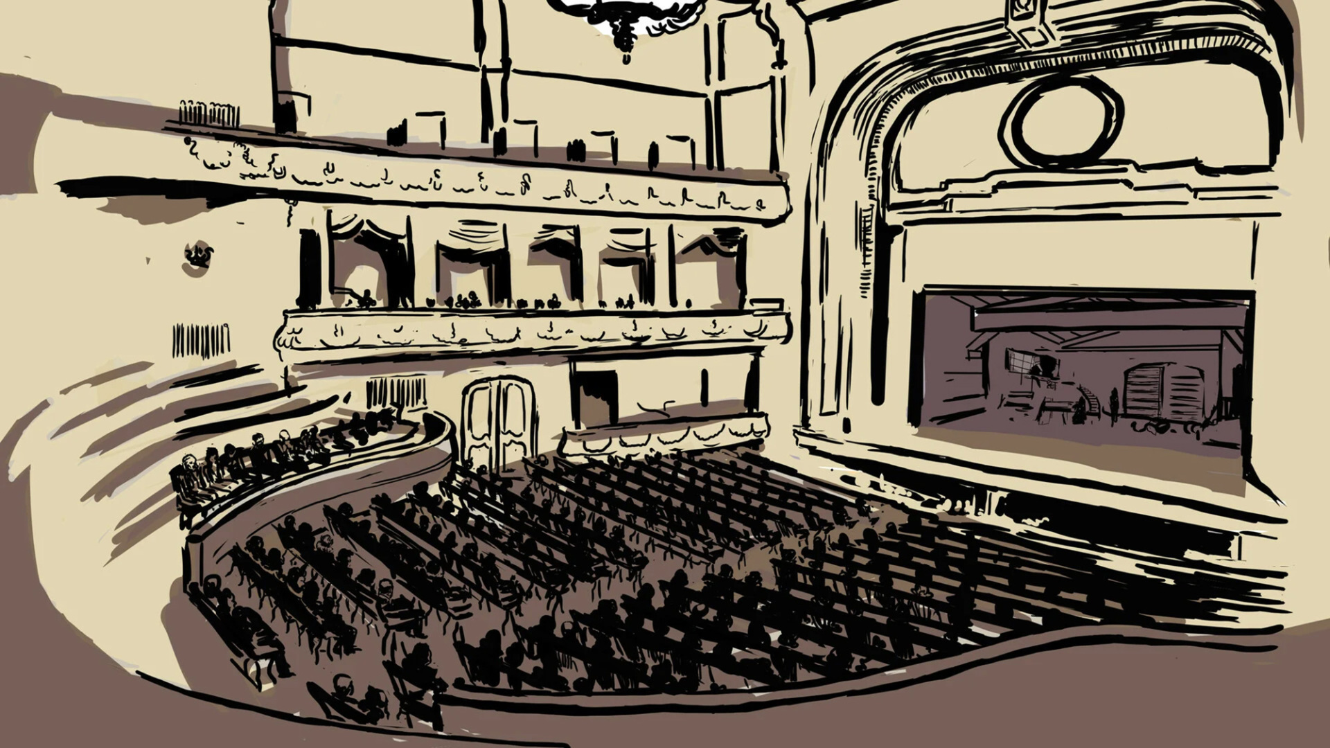  Εικονογραφημένη σκηνή από την όπερα «Tiefland» («Στον κάμπο») του Eugen d'Albert, από τον Βαγγέλη Μαντζαβίνο.