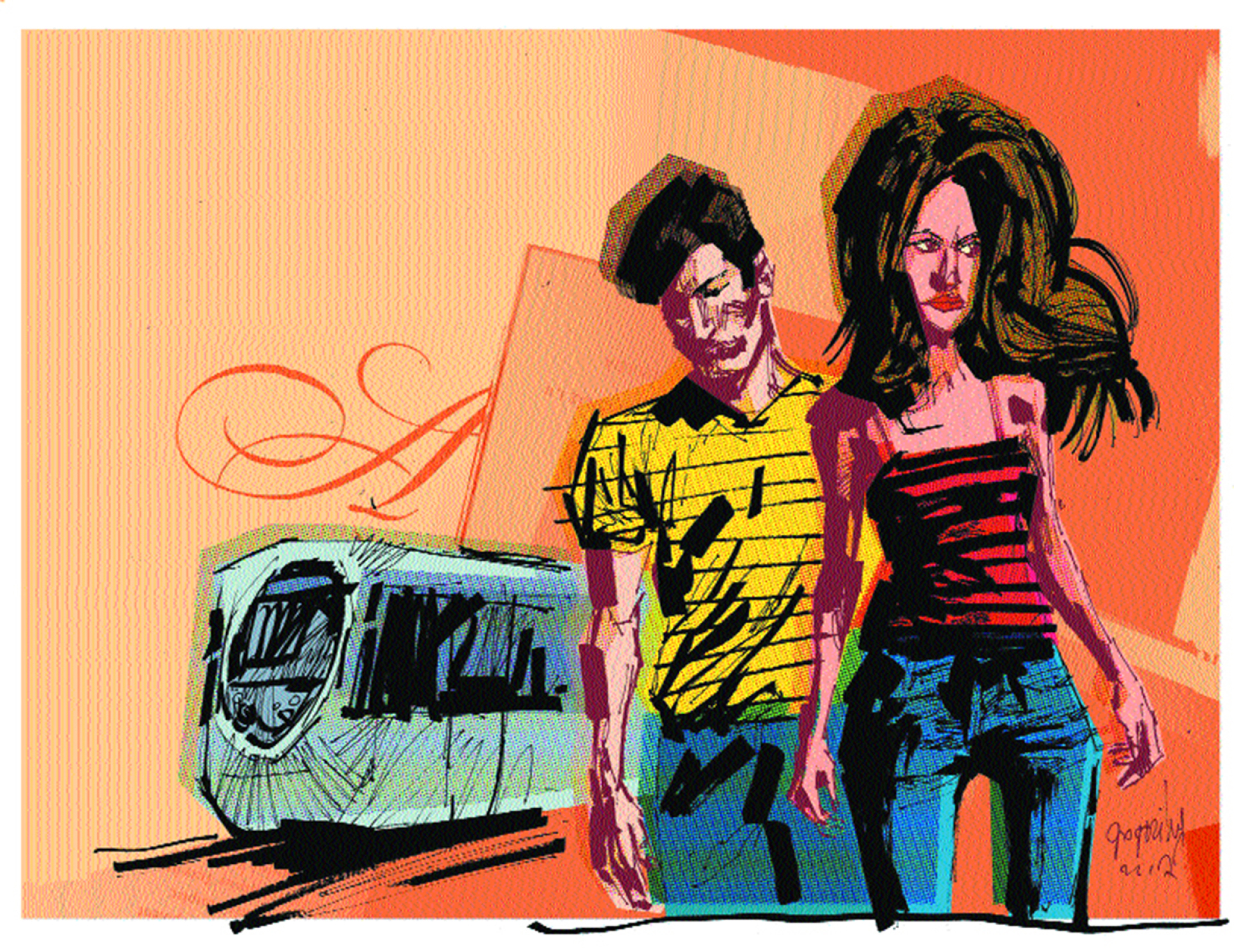 Τραμ - Σκίτσο του Βασίλη Γκογκτζιλά