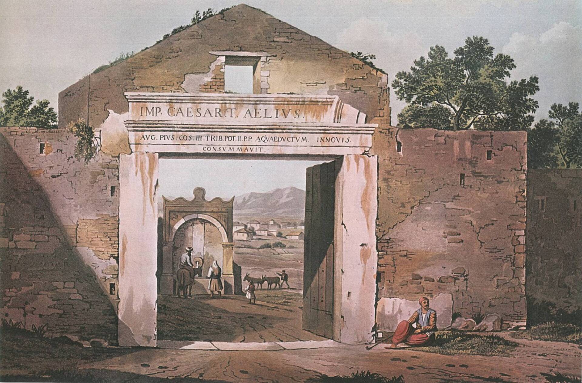 Πύλη της Μπουμπουνίστρας. Ζωγραφική απεικόνιση της πύλης από τον Έντουαρντ Ντόντγουελ