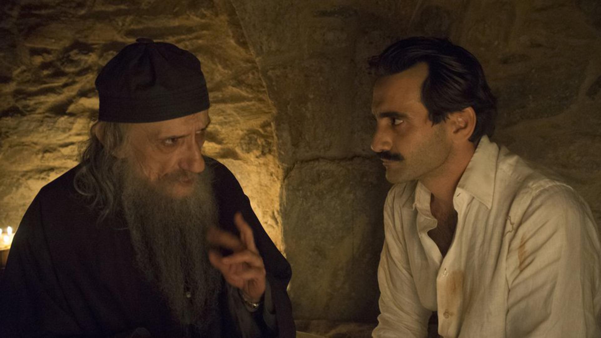 O Στάθης Ψάλτης με τον Οδυσσέα Παπασπηλιόπουλο στην ταινία «Καζαντζάκης»