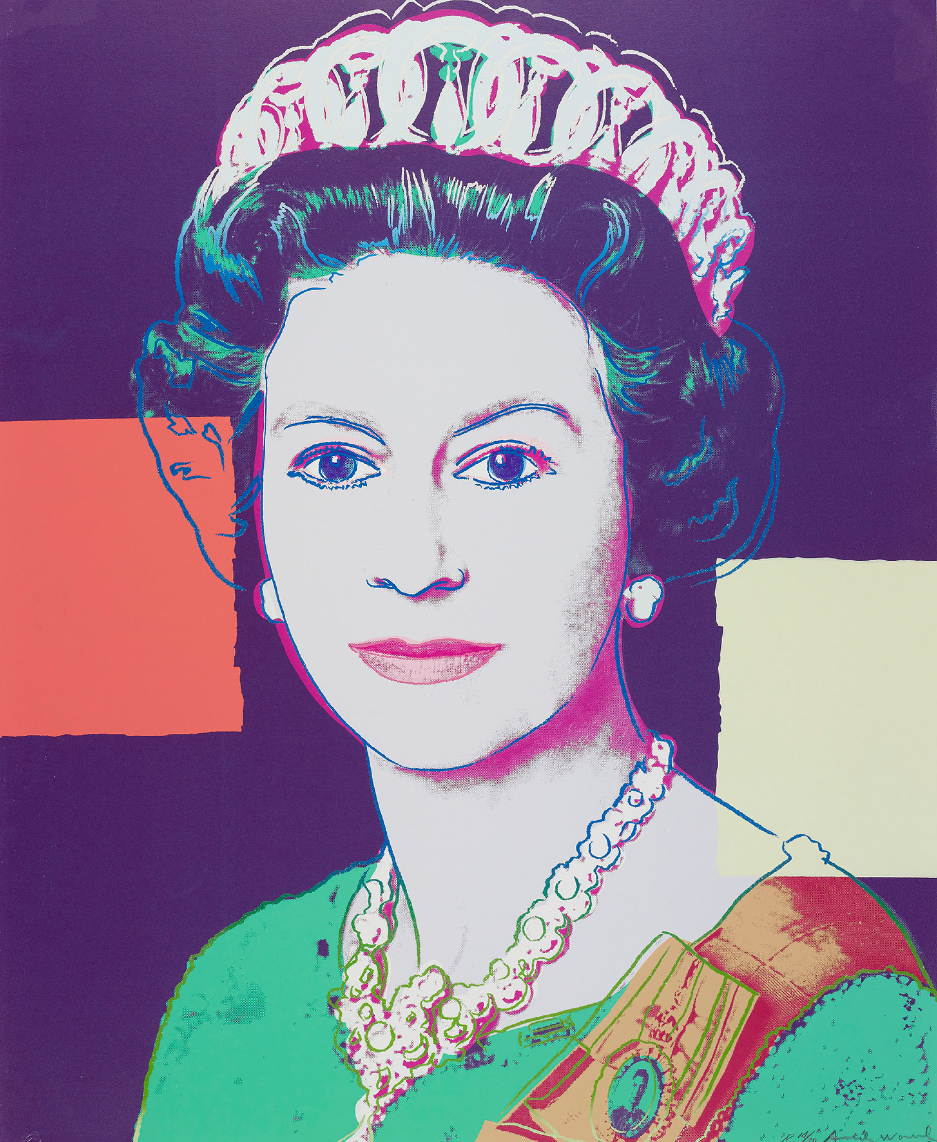 Queen Elizabeth II, by Andy Warhol, 1985  © 2024 The Andy Warhol Foundation for the Visual Arts, Inc. / Licensed by DACS, London