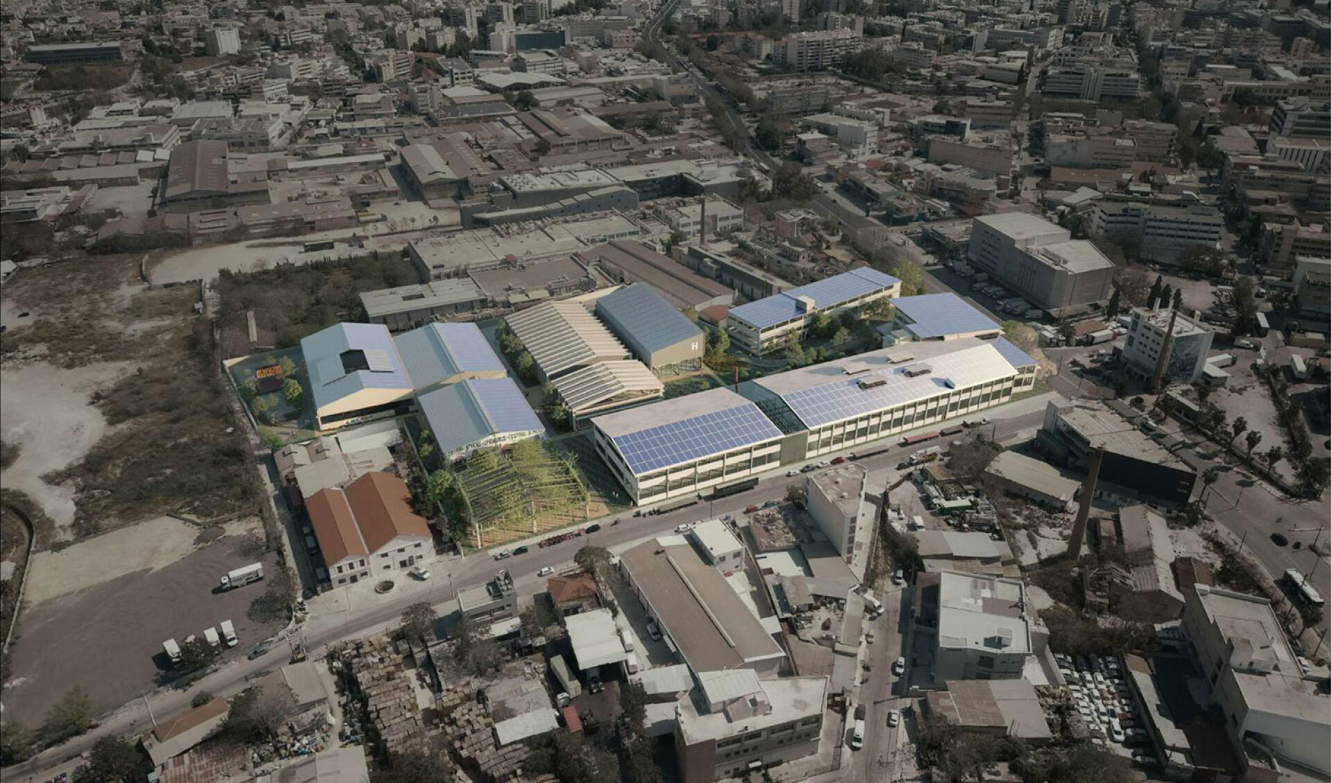 Φωτορεαλιστική απεικόνιση του βιομηχανικού συγκροτήματος Πειραιώς 260 © ΥΠΠΟ