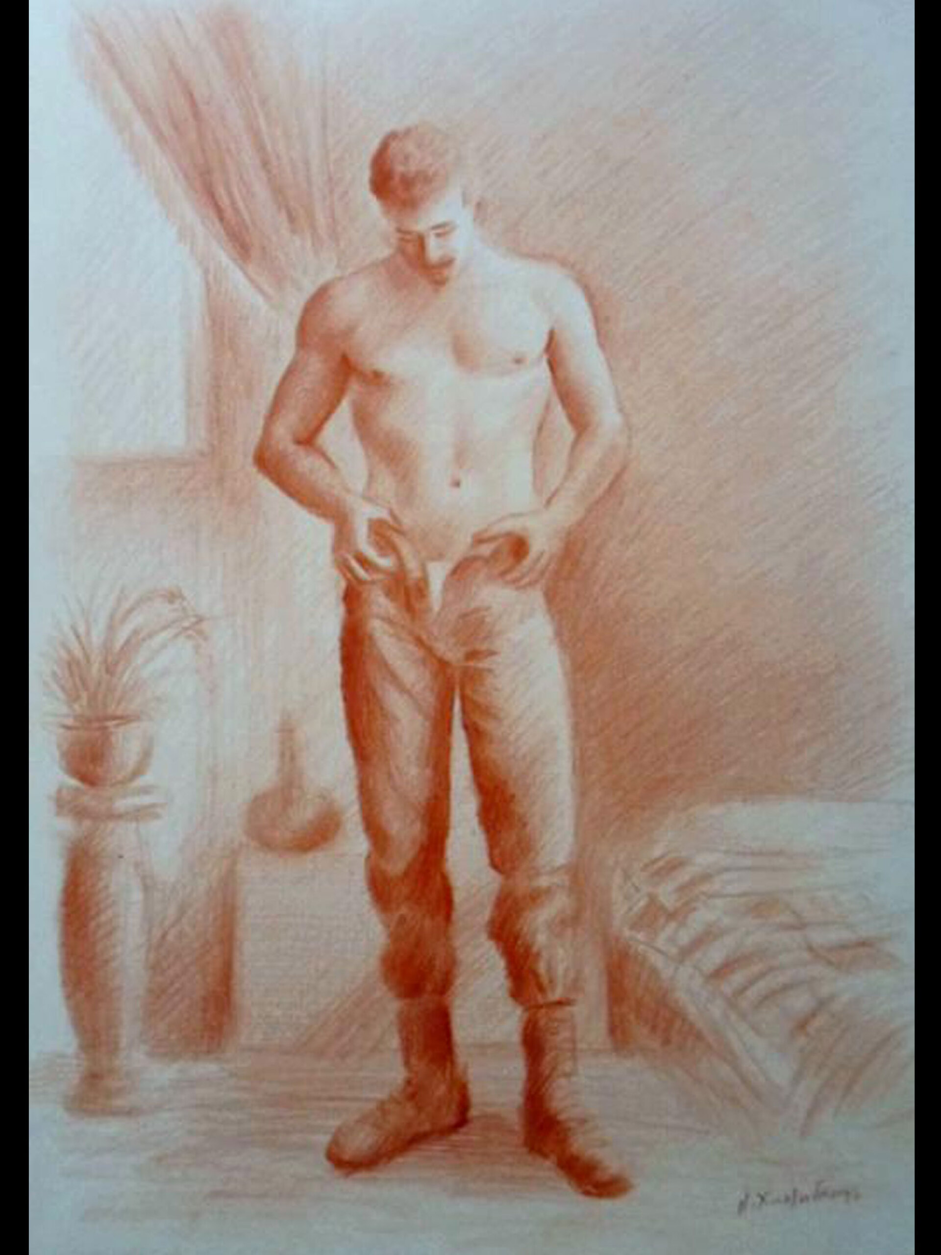 Nikos Chatzidakis - Drawing red chalk