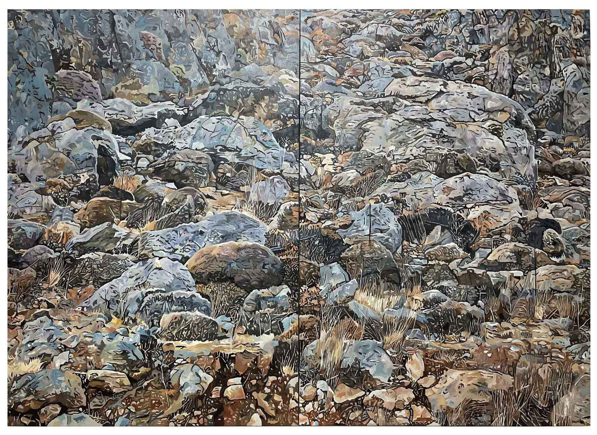 Νεκτάριος Παχιαδάκης, Μονή Καψά, 2024, δίπτυχο, λάδι σε καμβά