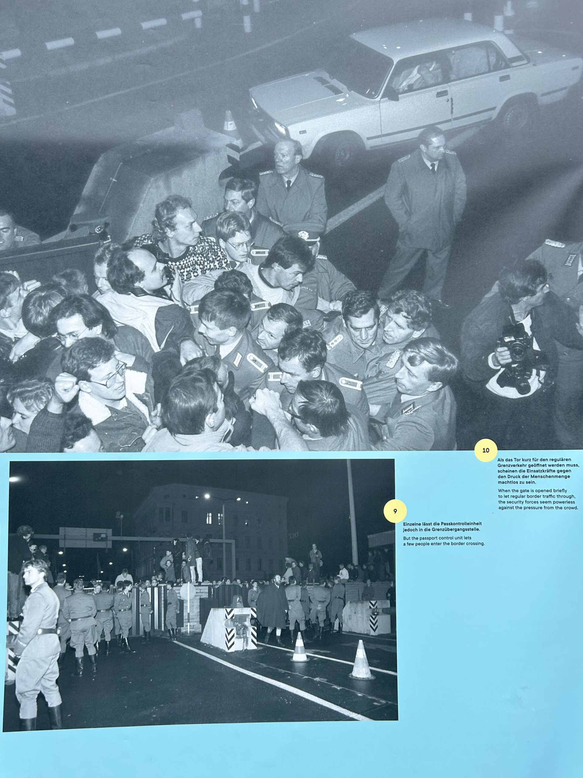 Checkpoint Charlie, υπαίθρια πινακίδα που θυμίζει τη νύχτα της 9ης Νοεμβρίου 1989, όταν χιλιάδες Ανατολικογερμανοί απαίτησαν να περάσουν ελεύθερα στη Δύση