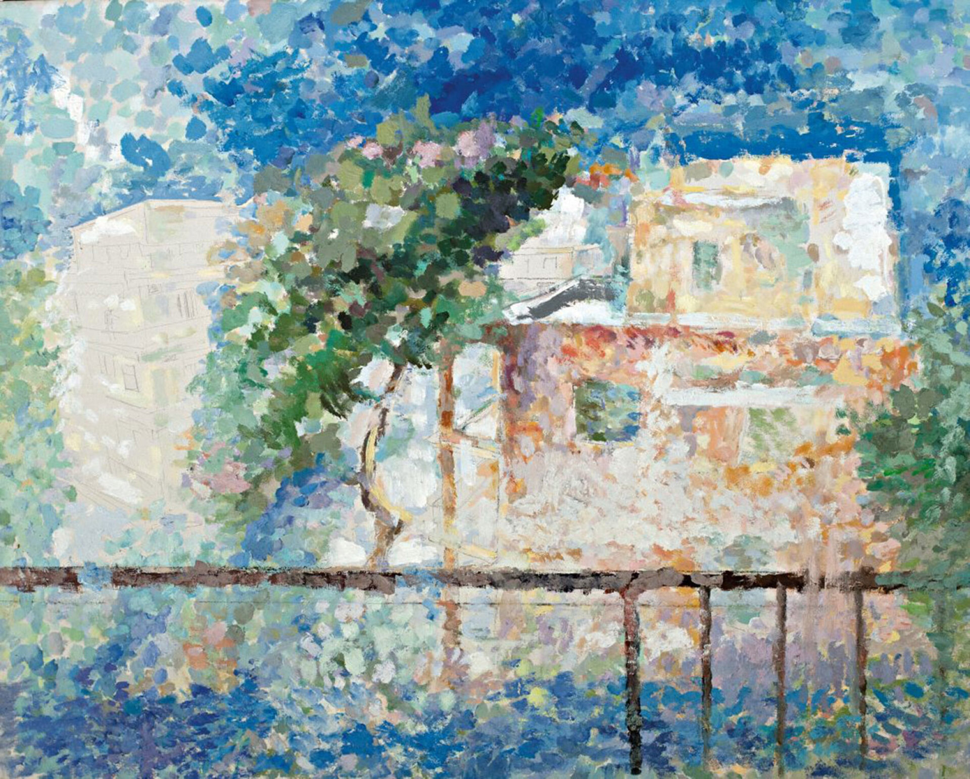 Δημήτρης Σεβαστάκης, «Μοναχικό σπίτι», 2020 - 25, λάδι σε μουσαμά, 80 x 100 εκ.