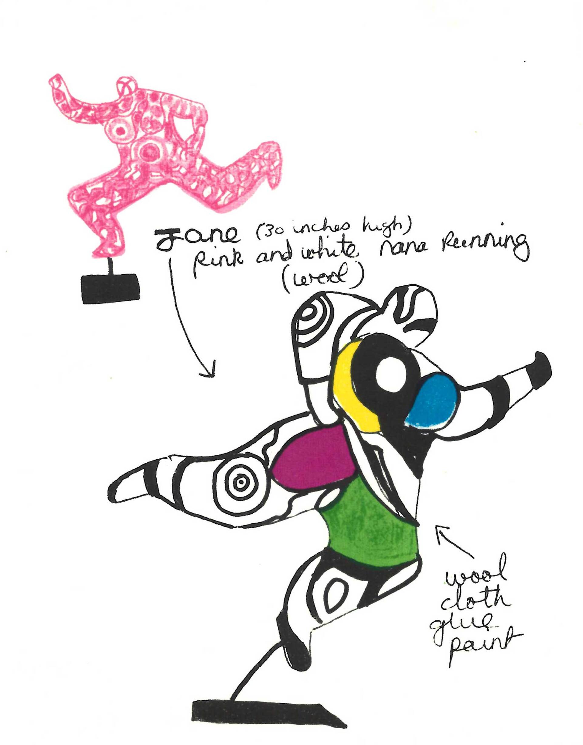 Σχέδιο της Nίκι ντε Σεν Φαλ από τον κατάλογο Niki Nanas, Iolas Gallery, Paris, Genève, New York, 1966