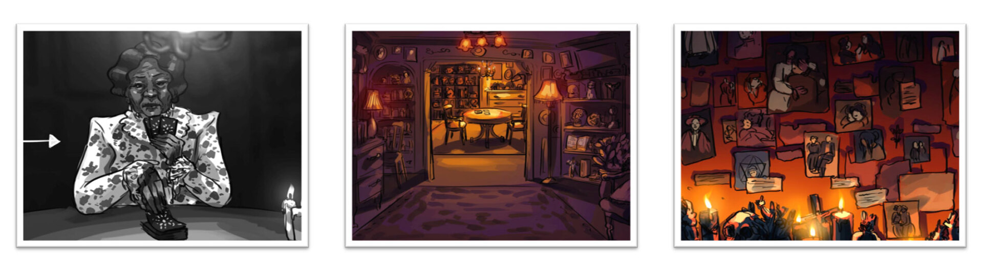 Η Μάργκαρετ και το διαμέρισμά της – storyboard για την ταινία «A Probable Outcome,» σχέδιο Γκαμπριέλα Ταβόρα/σενάριο Ρωμανός Γεροδήμος 