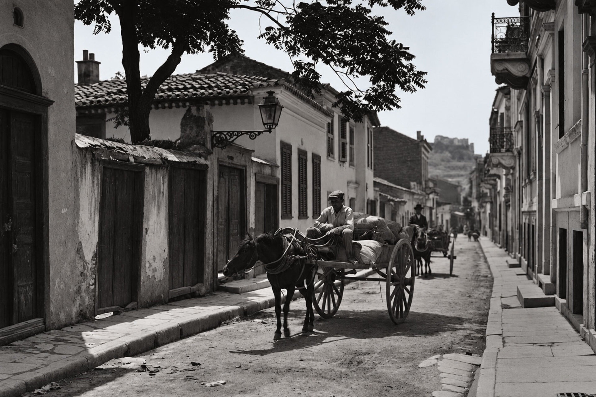 Αμαξάς σε δρόμο της Πλάκας, 1920