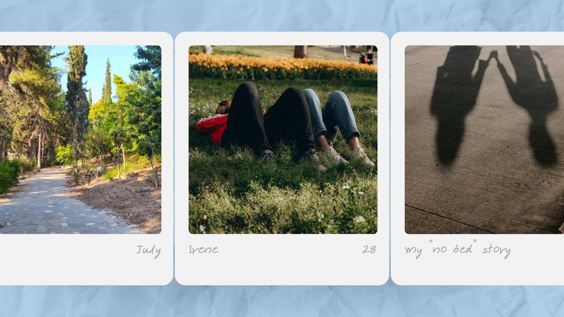 Ειρήνη, 28 – “Μέσα στο πάρκο, δίπλα στη βροχή”