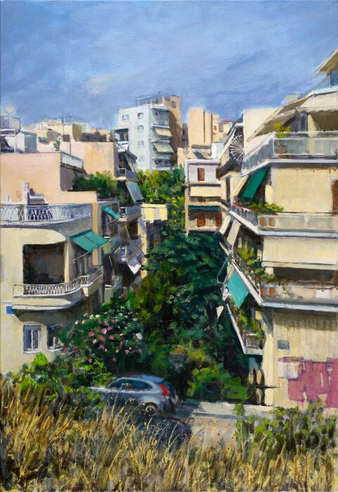 Αντώνης Σκαμπαβιρίας - «Πέρα από το μπετόν» στη Γκαλερί Σκουφά: Το έργο του «Οδός Άγρας», 55x80