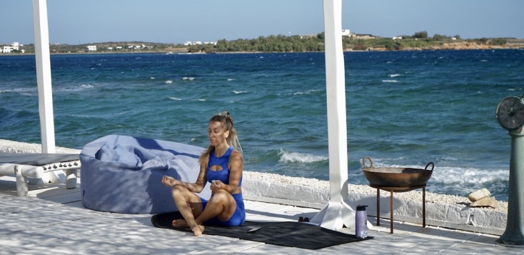 The beach Paros yoga deck