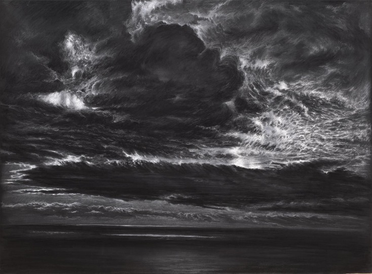 Πάνος Φαμέλης. Untitled II, 2022. Μολύβι, μολυβοκάρβουνο και παστέλ σε βαμμένο μαύρο χαρτί, 107x79 cm. Παραχώρηση του καλλιτέχνη και της CITRONNE Gallery. 