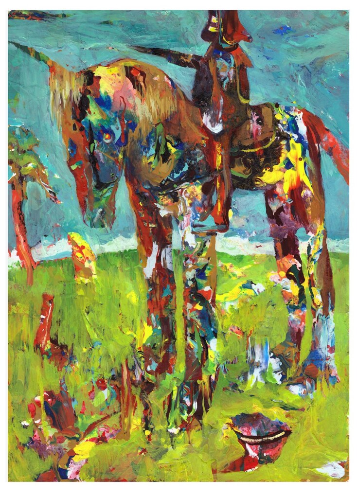 Δημήτρης Κόκορης, Rider, acrylic and oil on paper, 30 x 40 cm, 2021