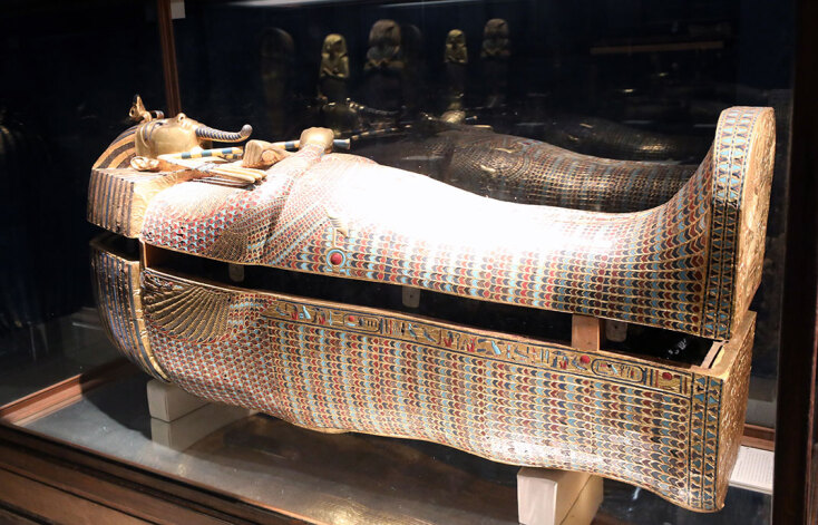 Η επίχρυση σαρκοφάγος του φαραώ Τουταγχαμών στο Μουσείο του Καΐρου στην Αίγυπτο