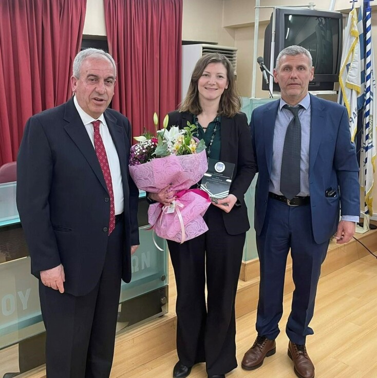 κ. Bαρούχας Παναγιώτης: Πρόεδρος Συνδέσμου Διαιτητών Ποδοσφαίρου Αθήνας, κα Σοφία Κάτση, Marketing Manager Eltrak Group, κ. Μαράνος Σοφιανός: Γενικός Γραμματέας Συνδέσμου Διαιτητών Ποδοσφαίρου Αθήνας