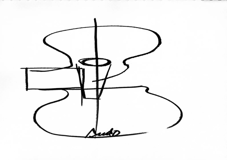 Σκίτσο του Tadao Ando για την έκθεση του ΜΕΤ αφιερωμένη στον Karl Lagerfeld. 