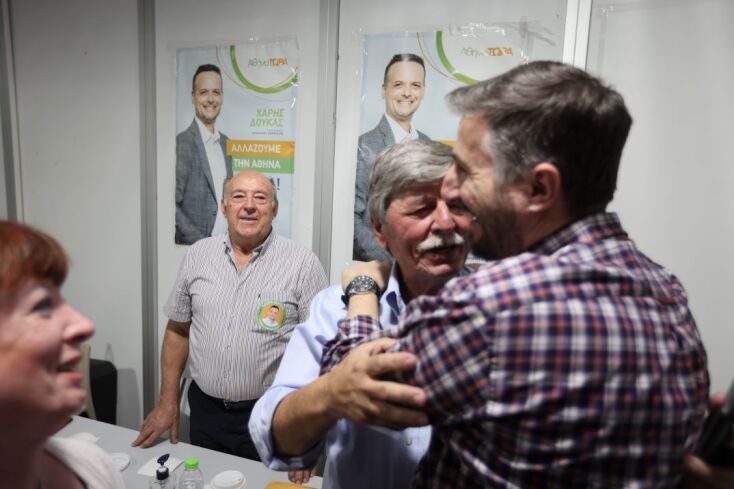 Στιγμιότυπα από τους πανηγυρισμούς για τη νίκη του Χάρη Δούκα