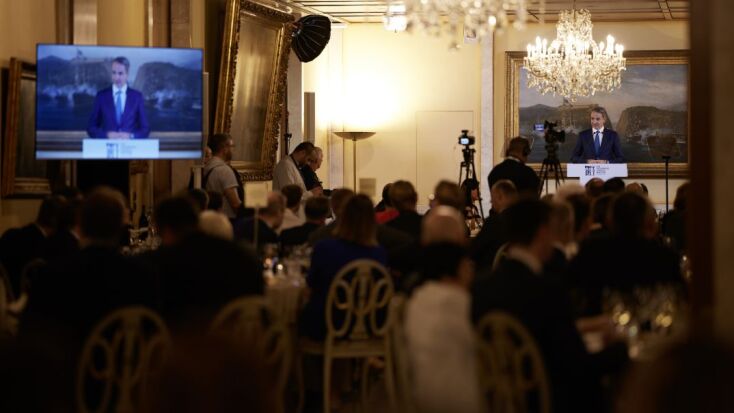 Στιγμιότυπο από την ομιλία του πρωθυπουργού © Γραφείο του Πρωθυπουργού/ Δημήτρης Παπαμήτσος