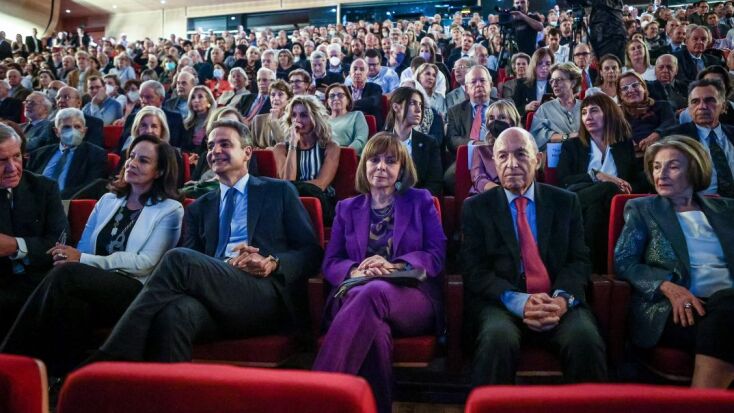 Στιγμιότυπο από την εκδήλωση του ΔΙΚΤΥΟΥ προς τιμήν του Κ. Σημίτη