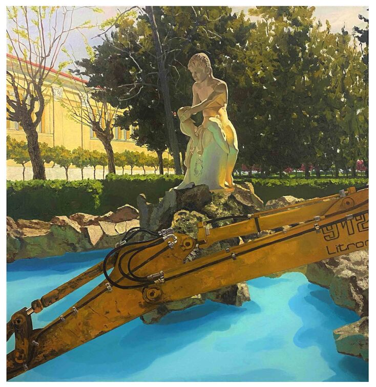 Νίκος Κληρονόμος,  Διάλογος Ι, 100Χ100cm, λάδι σε καμβά