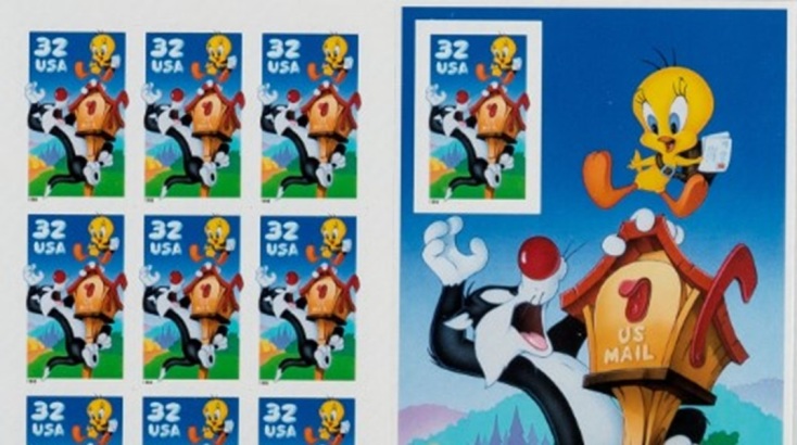 Γραμματόσημο που απεικόνιζε τις μορφές του Σιλβέστρου και του Τουίτι