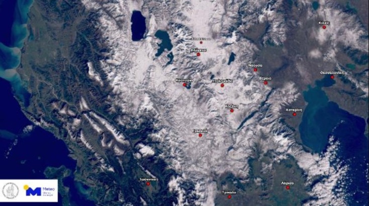 Copernicus: Δορυφορική απεικόνιση της χιονοκάλυψης στη Δυτική και Κεντρική Μακεδονία