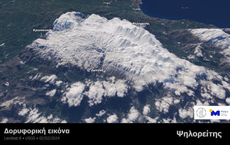 Κρήτη: Τα χιονισμένα βουνά από τον δορυφόρο