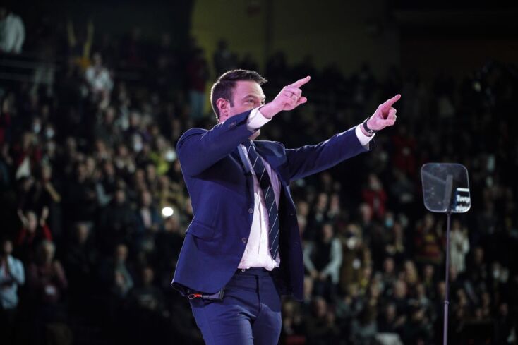 Στιγμιότυπο από την ομιλία του Στέφανου Κασσελάκη 